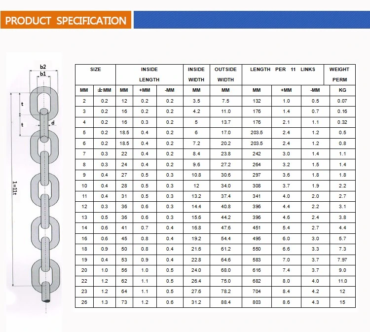 Stainless Steel Short Link Chain SUS304/316 DIN766 Standard 10mm Welded Link Chain