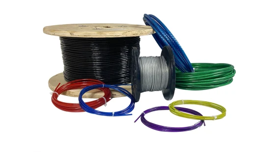 Corda de fio de aço galvanizada revestida de PVC de nylon SS304 SS316 inoxidável